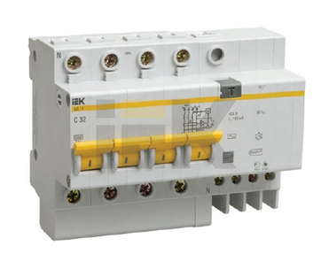 Дифференциальный автомат  4П  32А   30мА  IEK  АД-14