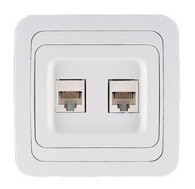 Makel  Мимоза  Белый-Белый Розетка компьютерная+компьютерная САТ5 IP20 скрытая установка 12036