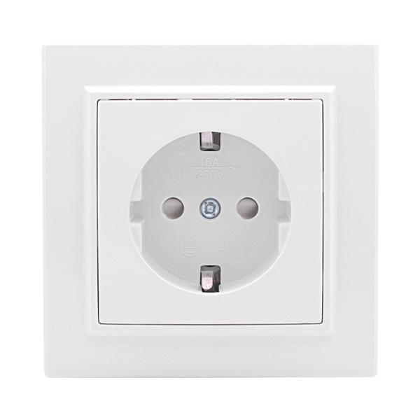 EKF  Минск  Белый Розетка 1-местная с заземляющими контактами с защитными шторками скрытая установка 16А ERR16-028-100
