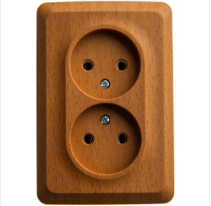 Schneider Electric ЭТЮД Бук Розетка 2-местная угловая без заземляющих контактов без шторок 16А 250B открытая установка Сделано в России PA16-105T