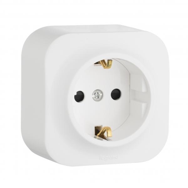 Legrand  Quteo  Белый Розетка 2К+З без шторки открытая установка 782211