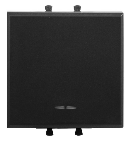 Инвертор одноклавишный модульный, "Avanti", "Черный матовый", 2 модуля