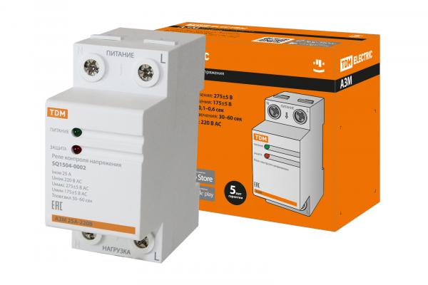 Блок защиты по напряжению TDM 1-фазный, серии АЗМ 25А-220В