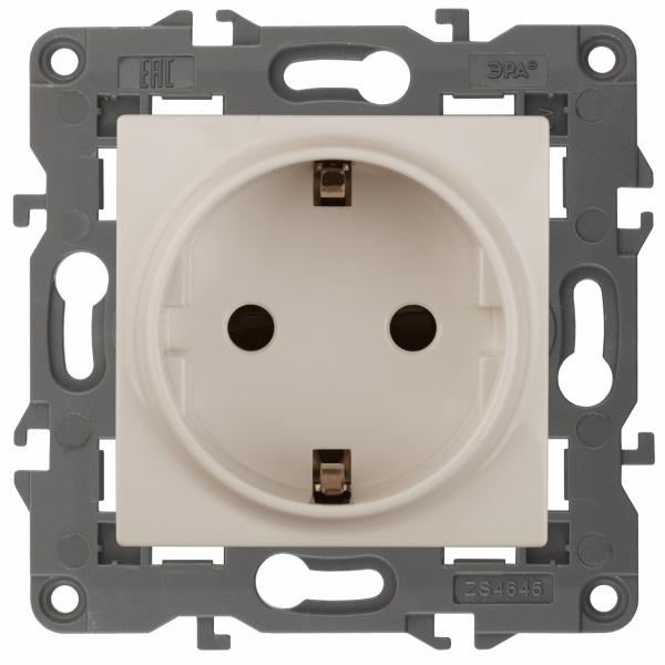 ЭРА  Elegance  Слоновая Кость  Розетка 2P+E Schuko, 16A-250В, IP20 14-2101-02